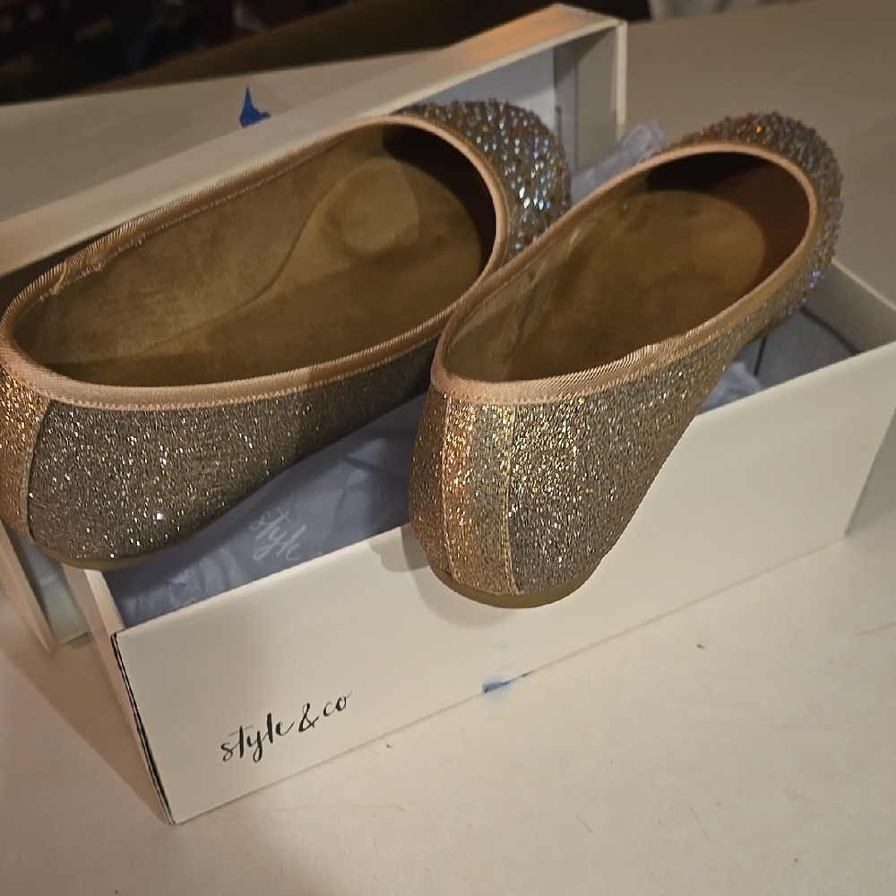 Style & Co Gold Glitter Flats